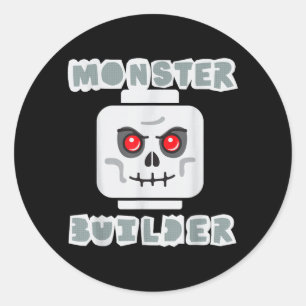 Halloween Building Bricks Monster Builder Skull Classic Round Sticker
