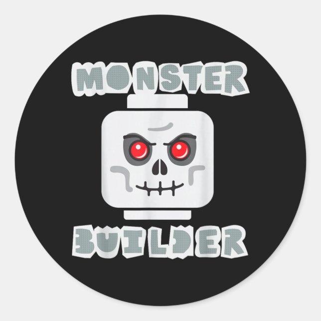Halloween Building Bricks Monster Builder Skull Classic Round Sticker (Front)