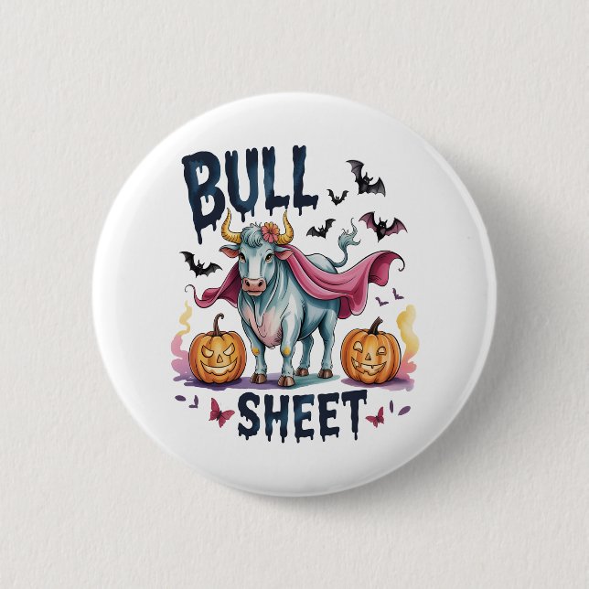 Halloween Bull Sheet,Funny Ghost Cow 6 Cm Round Badge (Front)