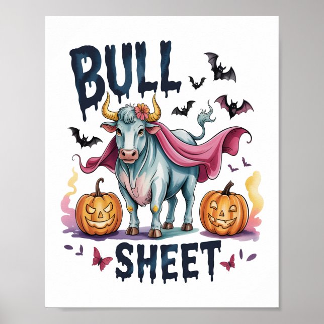 Halloween Bull Sheet,Funny Ghost Cow Poster (Front)