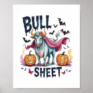 Halloween Bull Sheet,Funny Ghost Cow Poster