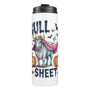 Halloween Bull Sheet,Funny Ghost Cow Thermal Tumbler
