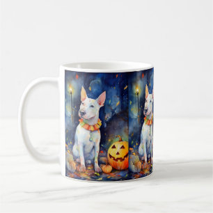 Halloween Bull Terrier With Pumpkins Scary  Coffee Mug