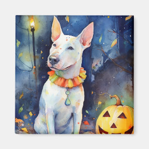 Halloween Bull Terrier With Pumpkins Scary  Magnet