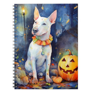 Halloween Bull Terrier With Pumpkins Scary  Notebook