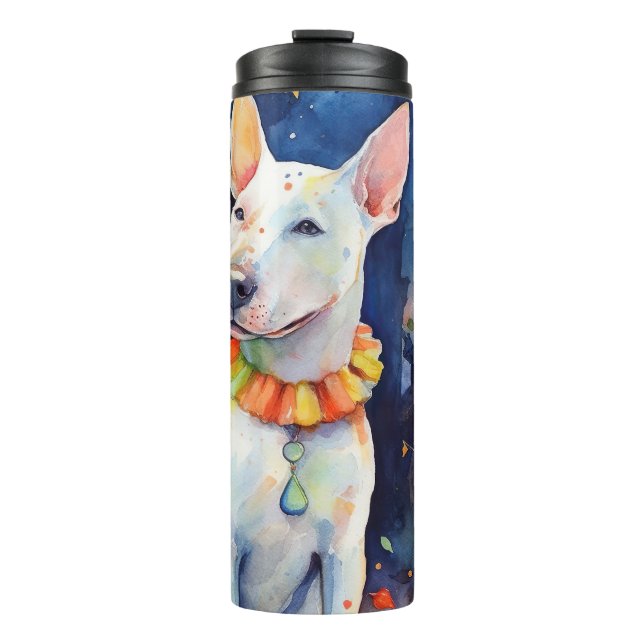 Halloween Bull Terrier With Pumpkins Scary  Thermal Tumbler (Front)