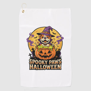 Halloween Bulldog Pumpkin Night Golf Towel
