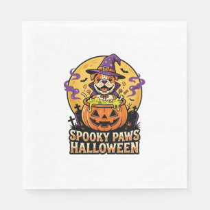 Halloween Bulldog Pumpkin Night Napkin