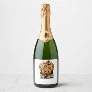 Halloween Bulldog Pumpkin Night Sparkling Wine Label