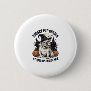 Halloween Bulldog Shirt Cute Witch Dog Vintage Gra 6 Cm Round Badge