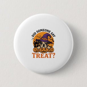 Halloween Bulldog Witch Dog Treat Vintage Shirt De 6 Cm Round Badge