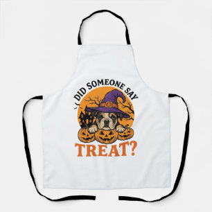 Halloween Bulldog Witch Dog Treat Vintage Shirt De Apron