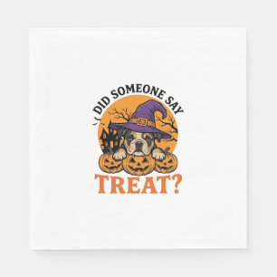Halloween Bulldog Witch Dog Treat Vintage Shirt De Napkin