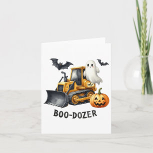 Halloween Bulldozer Construction Trucks Ghost Hall Card
