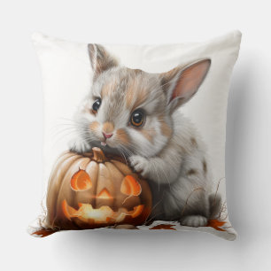 Halloween Bunny and Pumpkin for kids Cushion