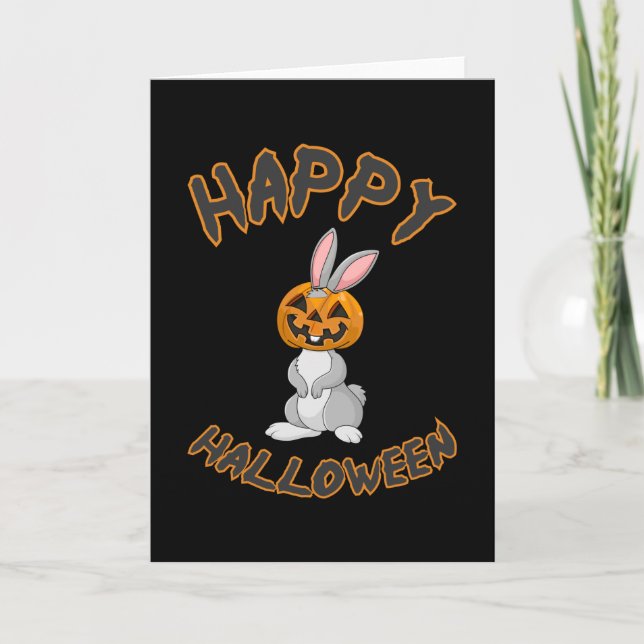 Halloween Bunny Rabbit Pumpkin Horror Gift Idea Card (Front)