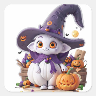 Halloween Bunny Square Sticker