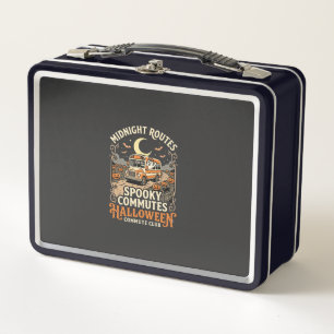 Halloween Bus Driver Midnight Route Metal Lunch Box