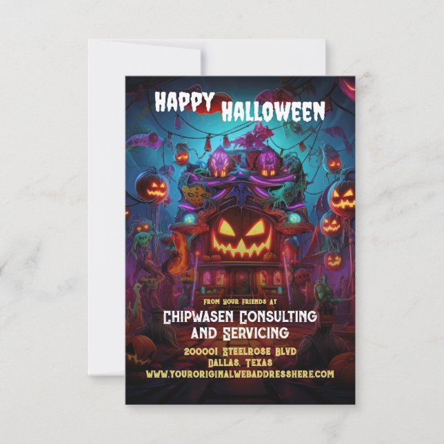 Halloween Business Promo Cinematic Greeting Cards (Front)