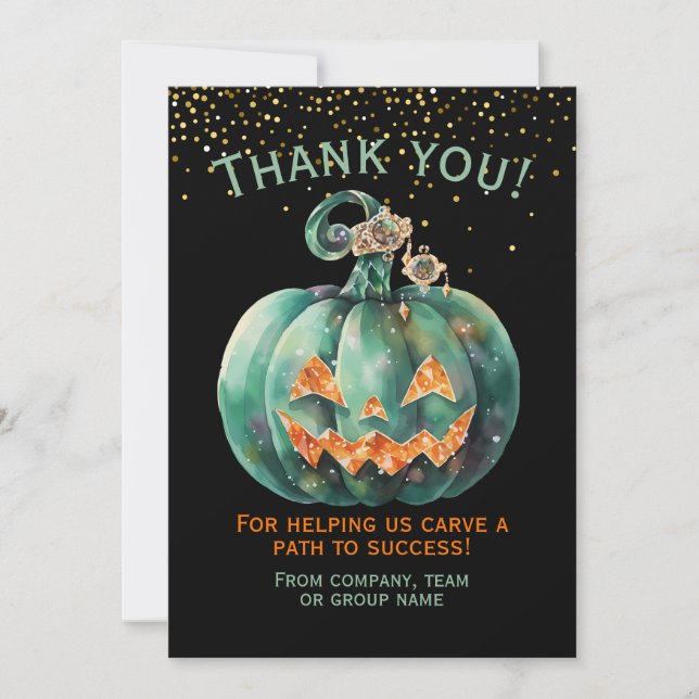 Halloween Business Pumpkin Thank You Card (Front)