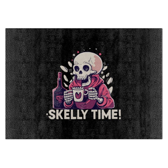 halloween but its skelly time cutting board (Front)