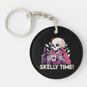 halloween but its skelly time key ring