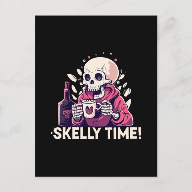 halloween but its skelly time postcard (Front)