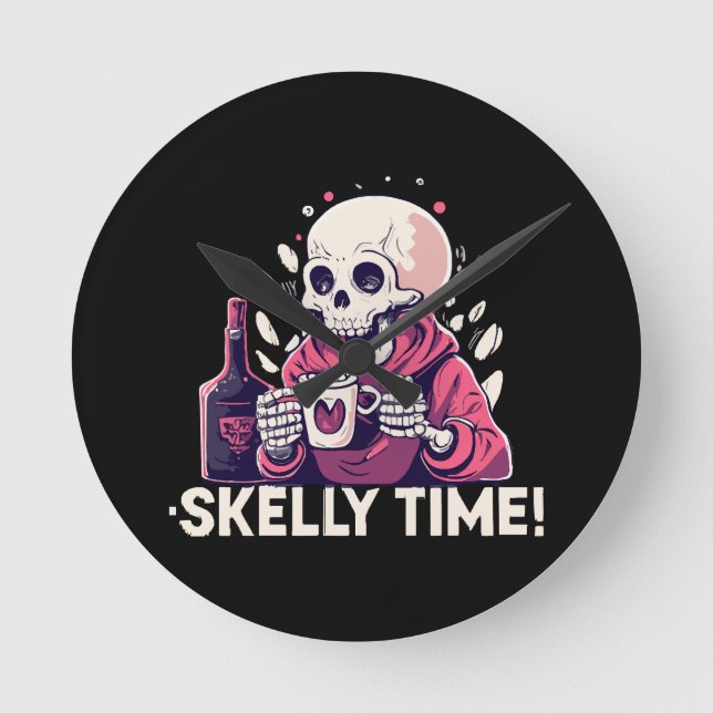 halloween but its skelly time round clock (Front)