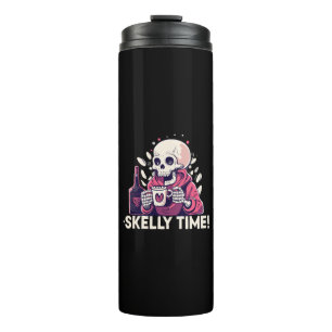 halloween but its skelly time thermal tumbler