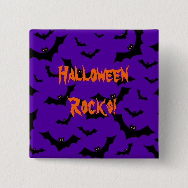 Halloween Button - Bats Halloween Rocks (Front)