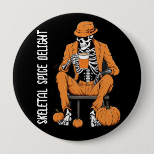 Halloween Buttons, Spooky Skeletal Spice Delight 10 Cm Round Badge