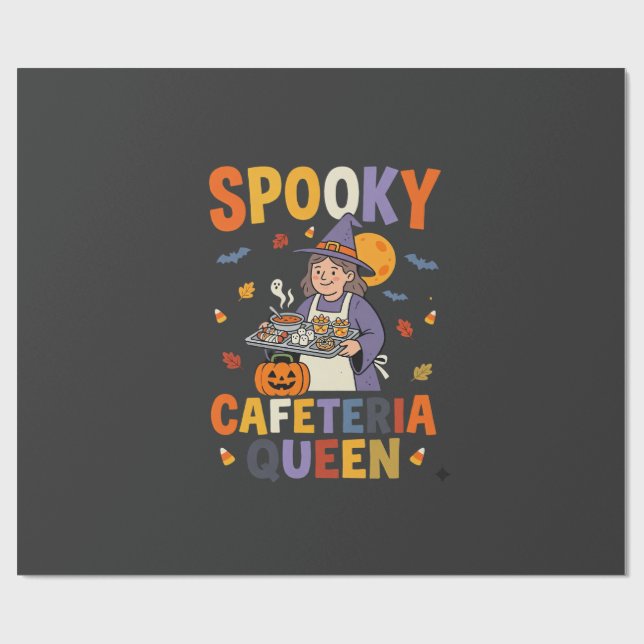 Halloween Cafeteria Queen Wrapping Paper (Flat)