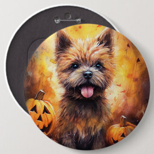 Halloween Cairn Terrier With Pumpkins Scary 6 Cm Round Badge