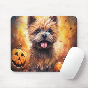 Halloween Cairn Terrier With Pumpkins Scary Mouse Pad