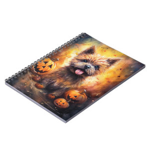 Halloween Cairn Terrier With Pumpkins Scary Notebook