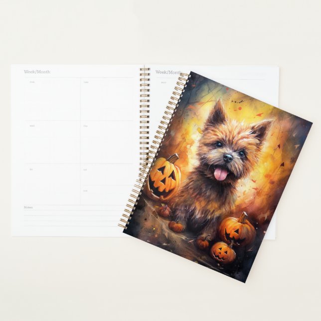 Halloween Cairn Terrier With Pumpkins Scary  Planner (Display)