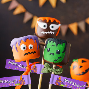 Halloween Cake Pop Tags & Straw Flags Wraparound Address Label