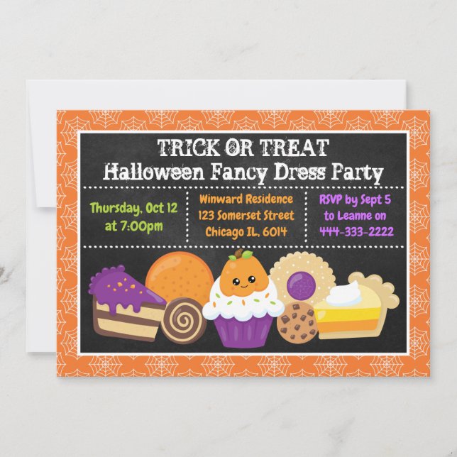 Halloween Cakes and Treats Party Invitation (Front)