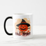 Halloween Call of Spirit Magic Mug<br><div class="desc">Halloween call of spirit design,  this design is perfect for anyone anytime and not just Halloween,  with this attractive artwork featuring a spooky looking two pumpkins with a dagger axe and a ghost.</div>