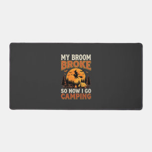 Halloween Camping Broom Vintage Horror Design Desk Mat