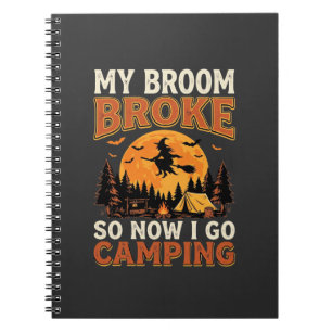 Halloween Camping Broom Vintage Horror Design Notebook