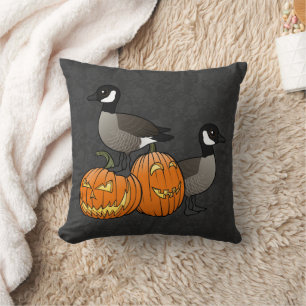 Halloween Canada Geese Birds with Jack-o-lanterns Cushion