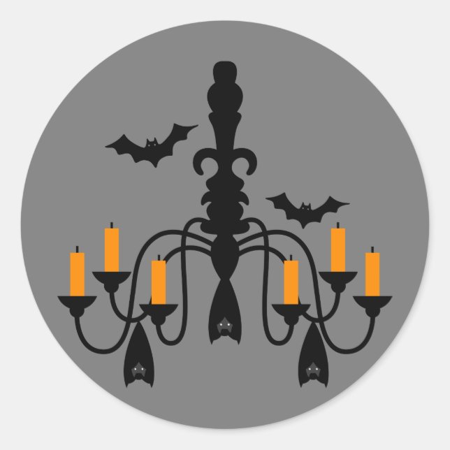 Halloween candles and bats chandelier classic round sticker (Front)