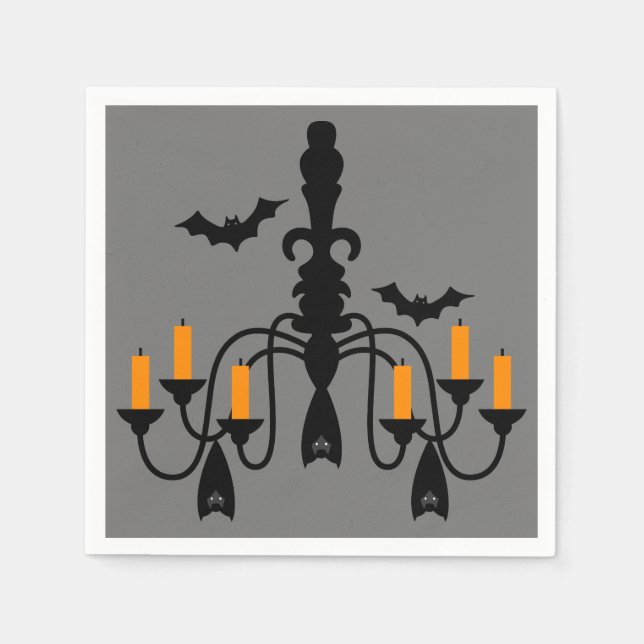 Halloween candles and bats chandelier napkin (Front)