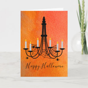 Halloween candles and spiders card