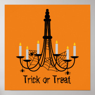 Halloween candles and spiders poster