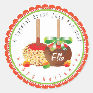 Halloween Candy Apple Stickers Favours