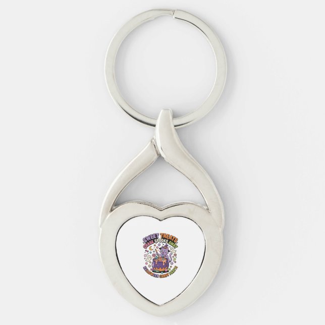 Halloween Candy Cauldron Spooky Treats Key Ring (Front)