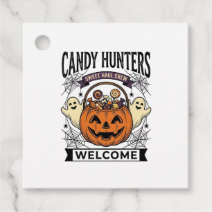Halloween Candy Collector Vintage Engraving Pumpki Favour Tags