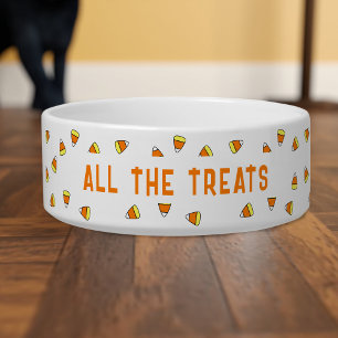 Halloween Candy Corn All the Treats Pet Dog Bowl
